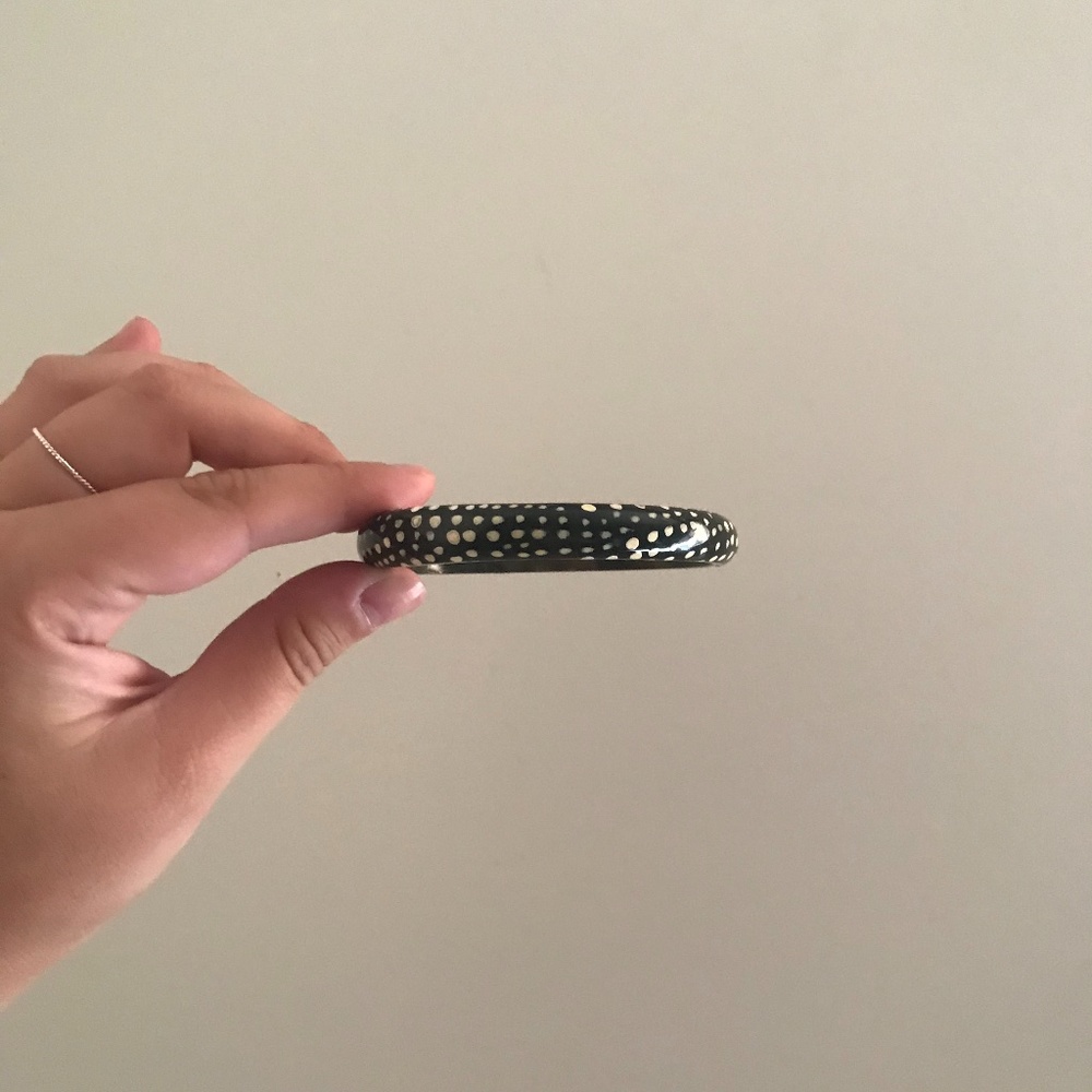 Black+White Hand Painted Wooden Bangle Bracelet